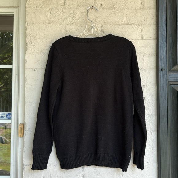 Ugly Christmas Sweater Black Pullover With Santa Size Large - Picture 5 of 6